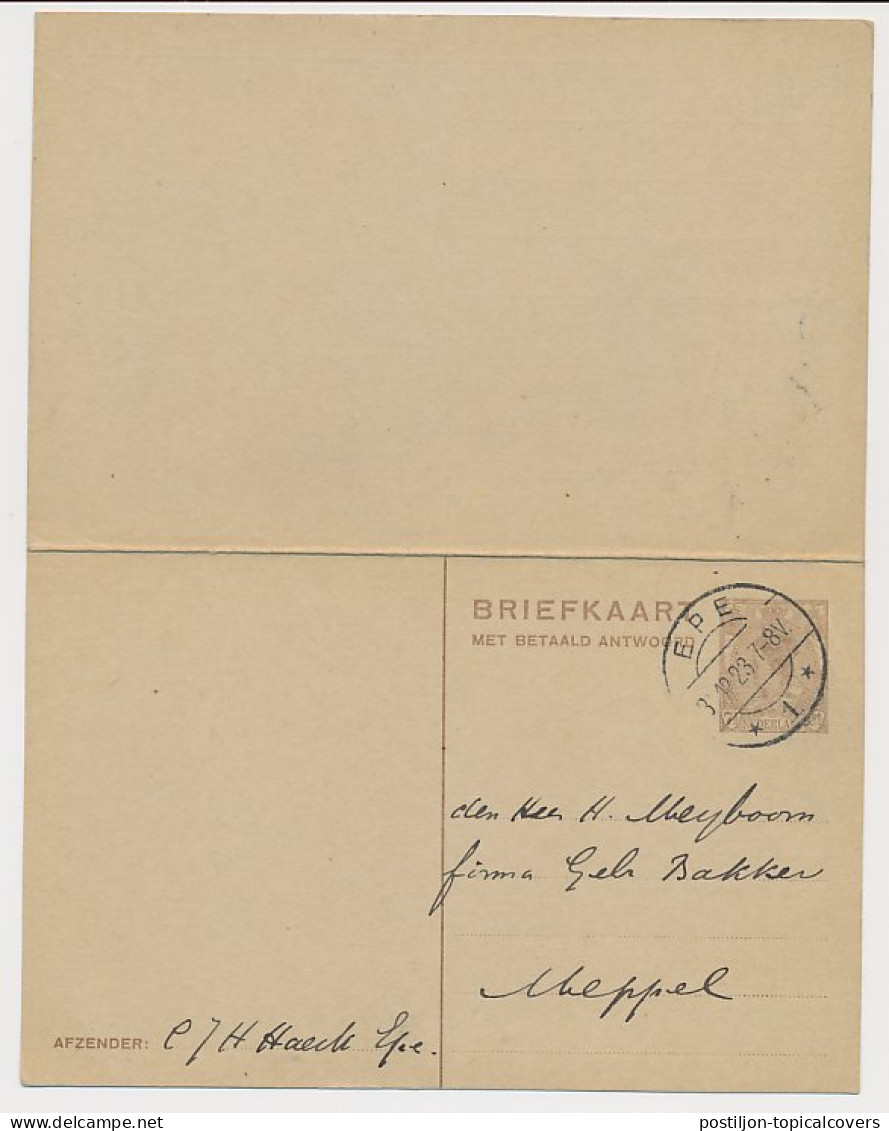 Briefkaart G. 195 Epe - Meppel 1923 - Entiers Postaux
