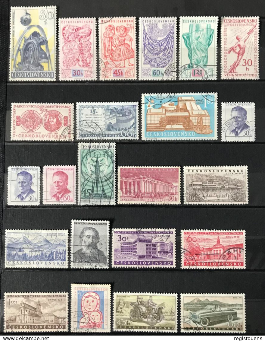 Lot De 42 Timbres Oblitérés Tchécoslovaquie 1958 /1959 - Used Stamps