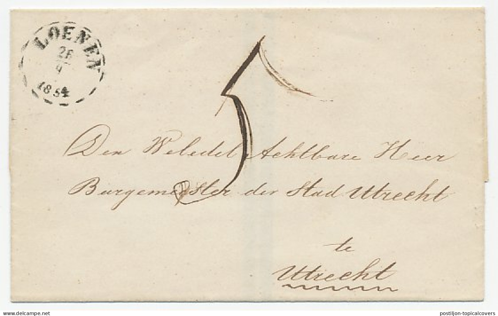 Gebroken Ringstempel : Loenen 1854 - Lettres & Documents