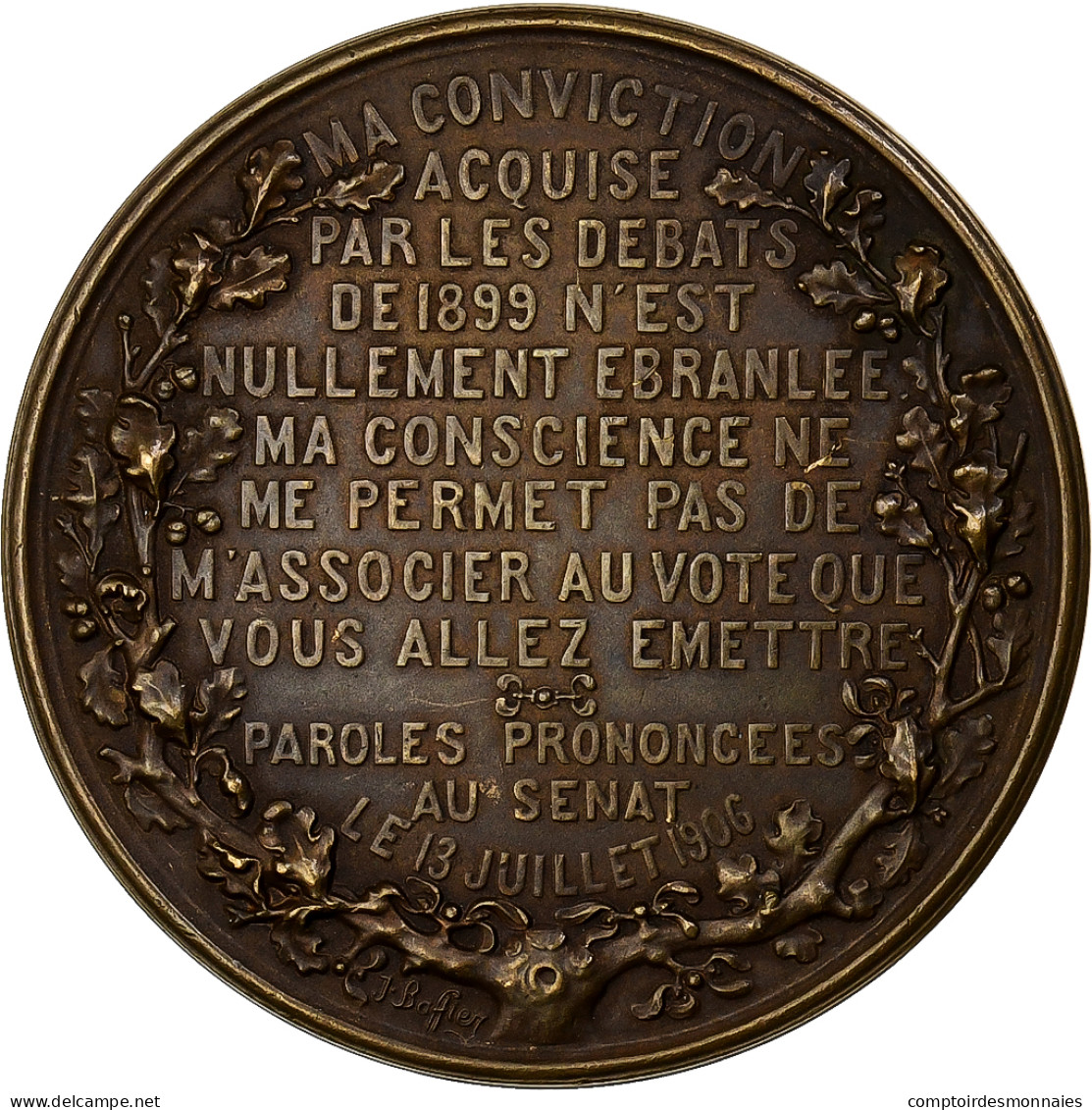 France, Médaille, Au Général Mercier, Justicier Du Traitre Dreyfus, 1906 - Altri & Non Classificati