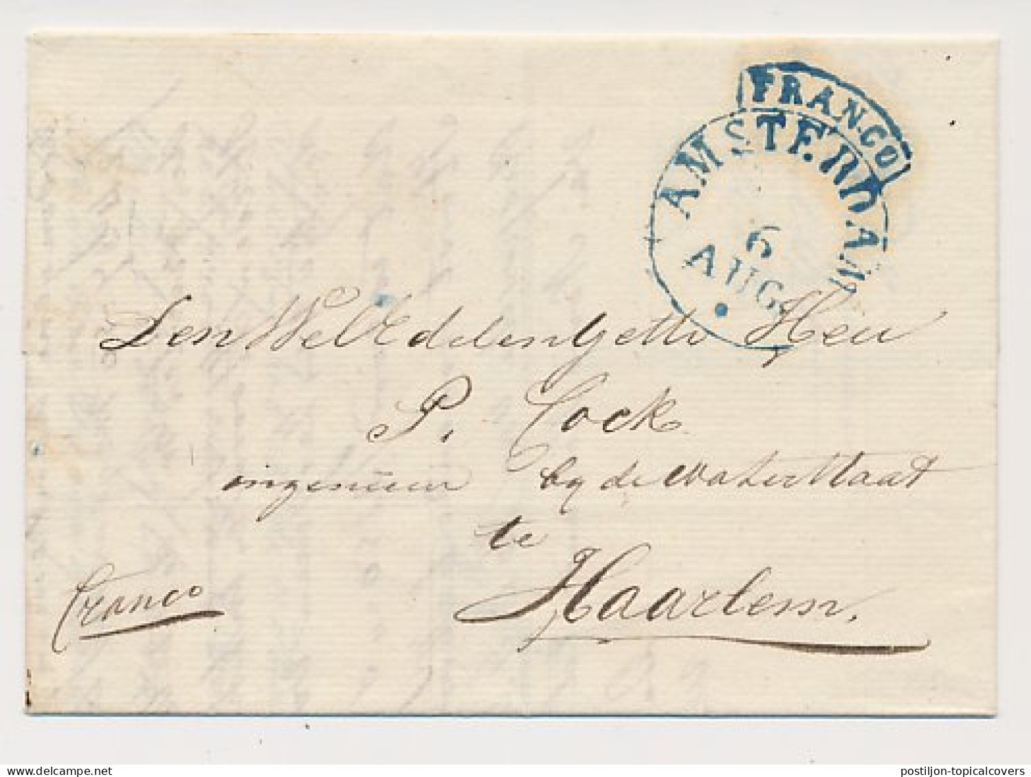 Amsterdam - Haarlem 1837 - Franco - ...-1852 Préphilatélie