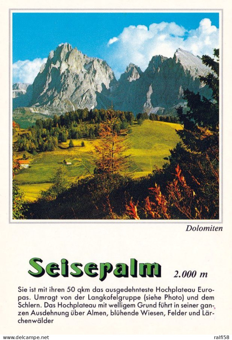 1 AK Italien * Seiser Alm - Seit 2009 UNESCO Welterbe - Die Größte Hochalm Europas - Auf Der Karte Die Langkofelgruppe * - Otros & Sin Clasificación