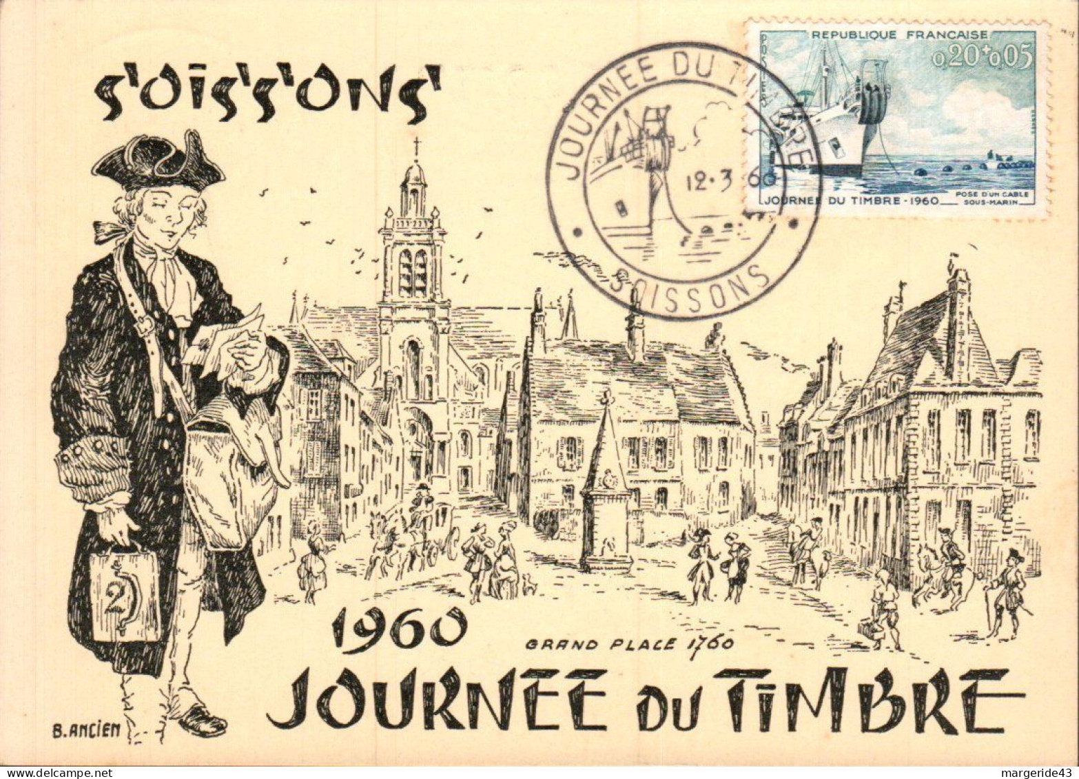 JOURNEE DU TIMBRE 1960 SOISSONS - Commemorative Postmarks