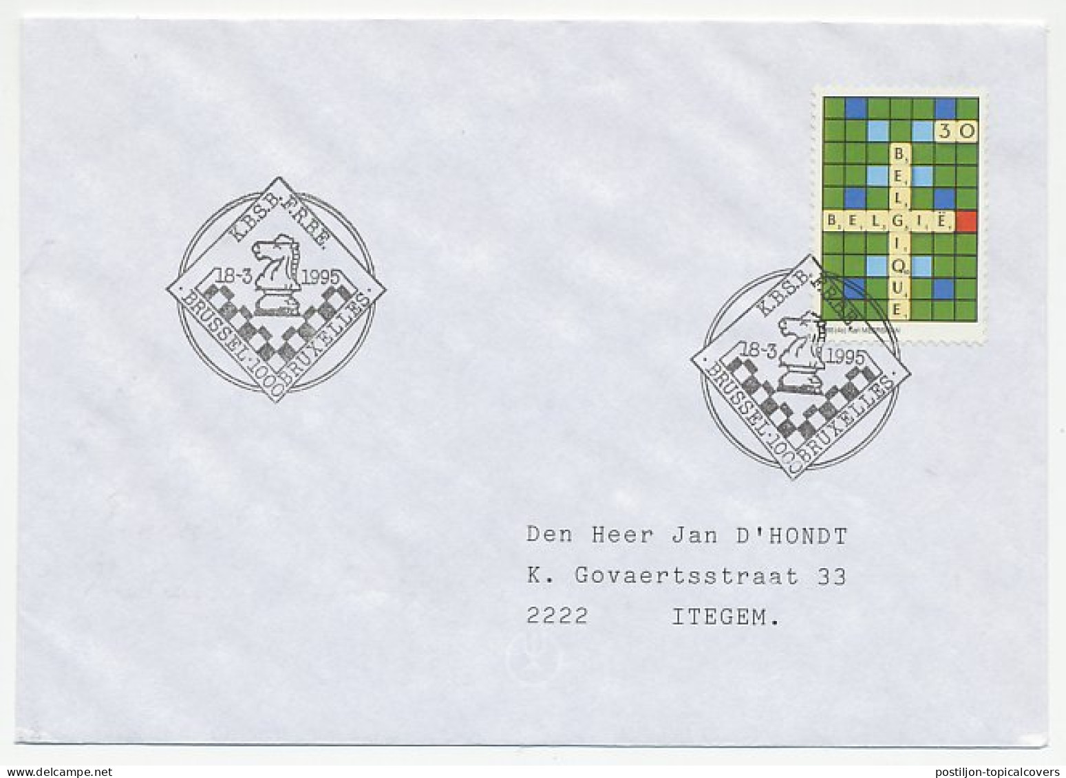 Cover / Postmark Belgium 1995 Chess - Zonder Classificatie