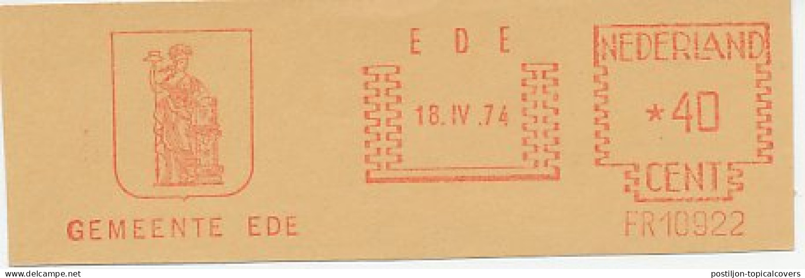 Meter Cut Netherlands 1974 Municipality Ede - Dutch Virgin - Freedom Hat - Spear - Bible - Other & Unclassified