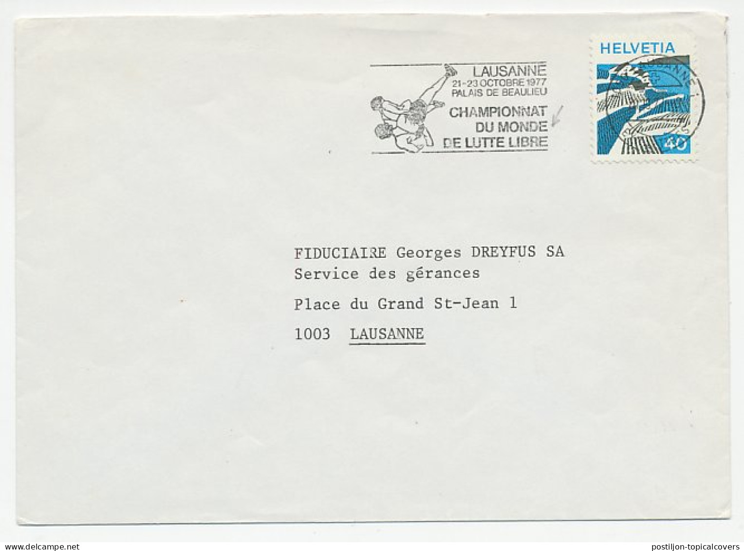 Cover / Postmark Switzerland 1977 Wrestling - World Championship - Other & Unclassified