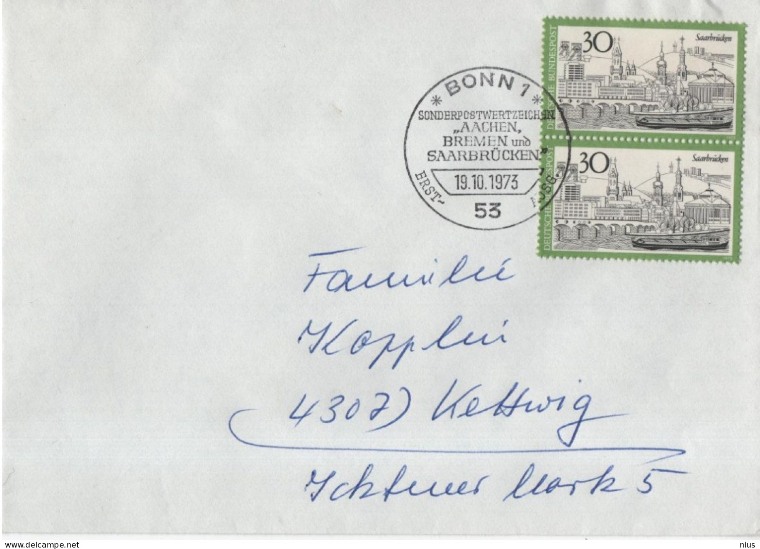 Germany Deutschland 1973 FDC Aachen,Bremen Und Saarbrucken, Canceled In Bonn - 1971-1980