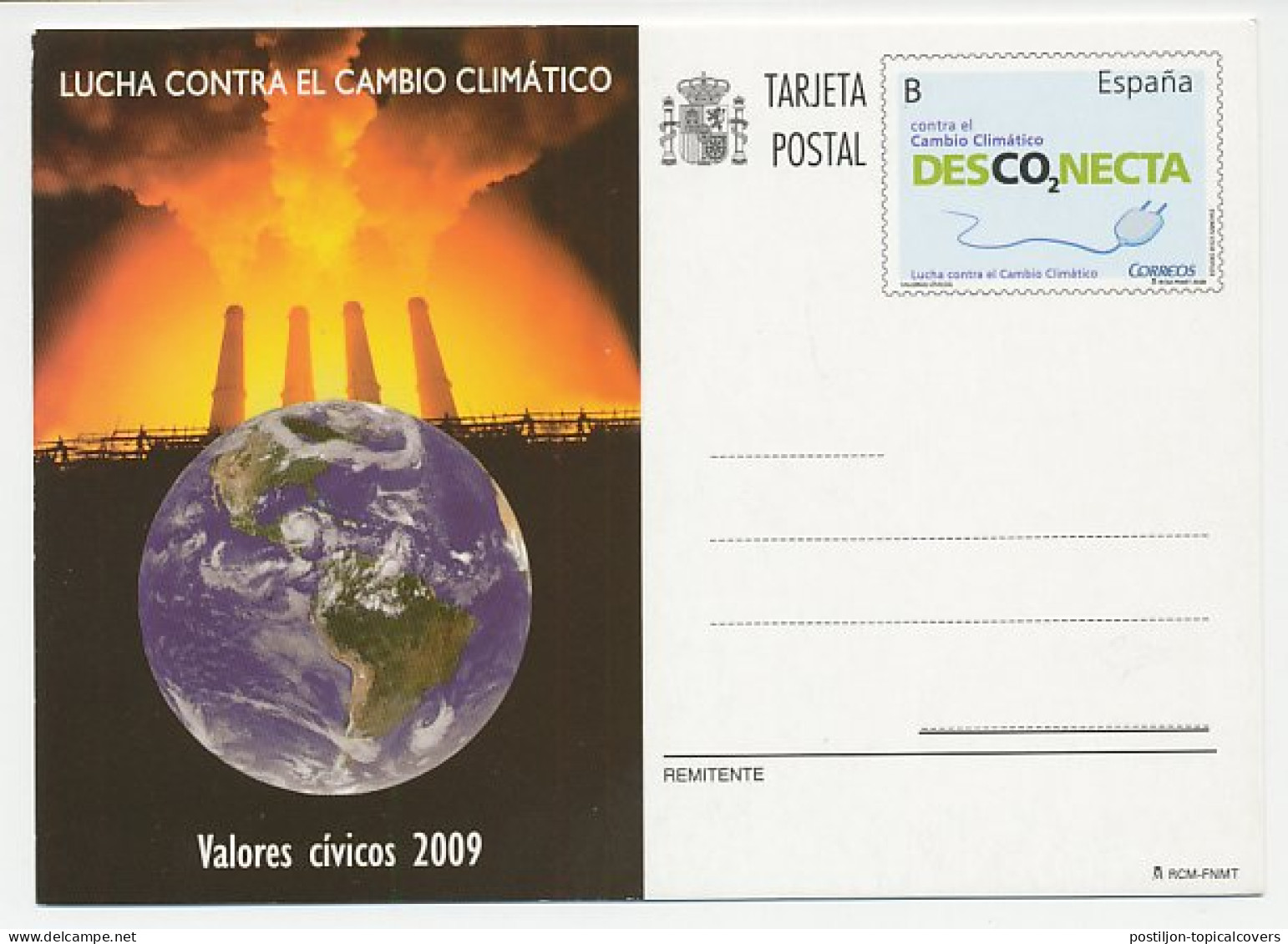 Postal Stationery Spain 2009 Combating Climate Change - Protection De L'environnement & Climat