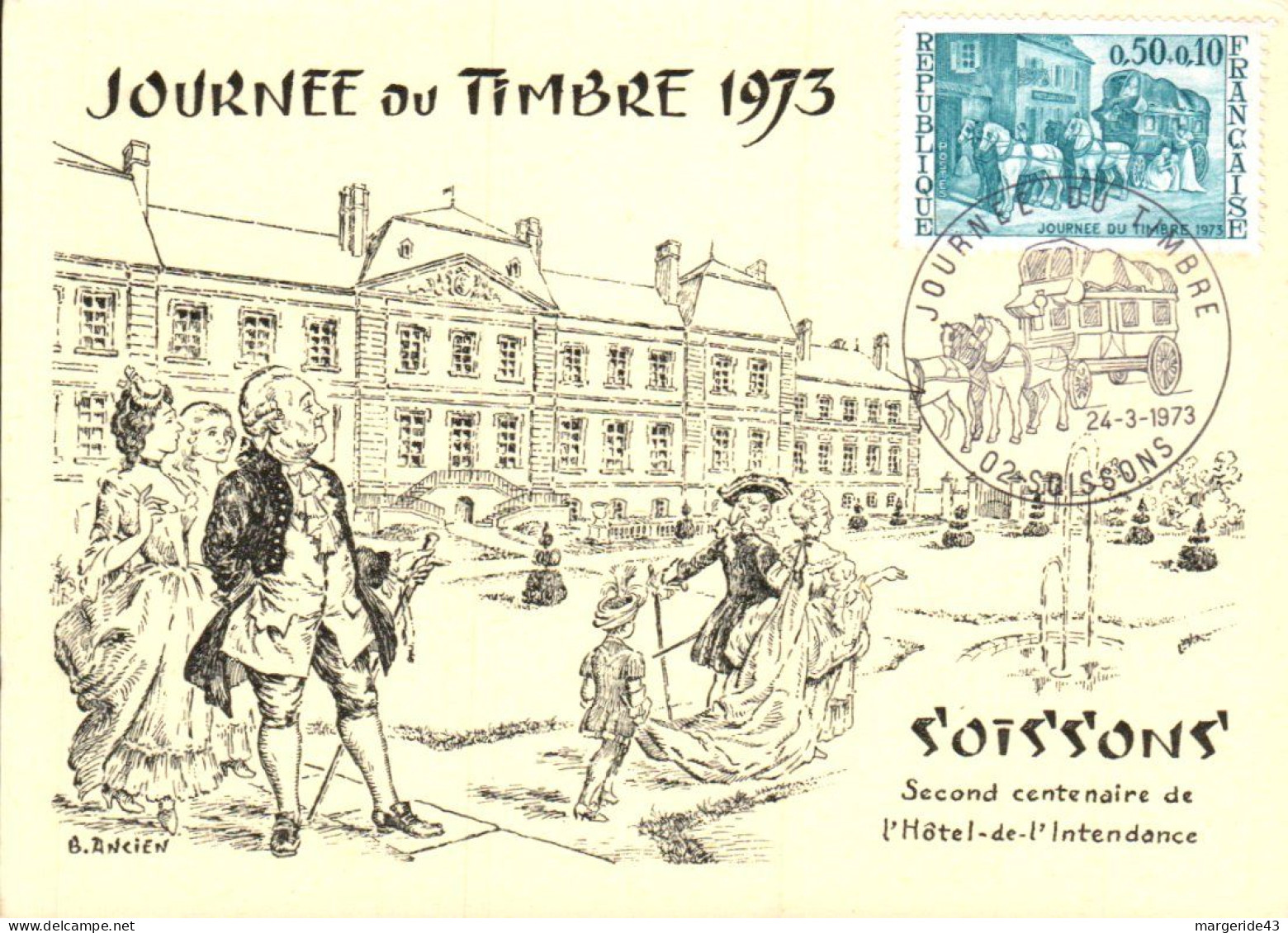 JOURNEE DU TIMBRE 1973 SOISSONS - Cachets Commémoratifs