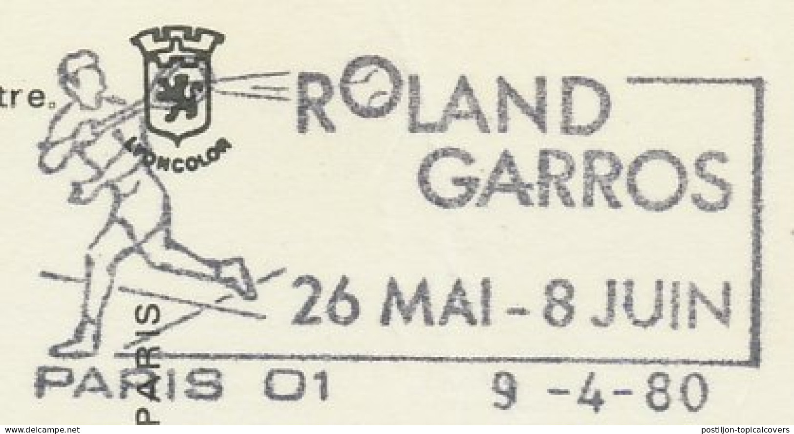 Postcard / Postmark France 1980 Tennis - Roland Garros - Grand Slam Tournament - Andere & Zonder Classificatie