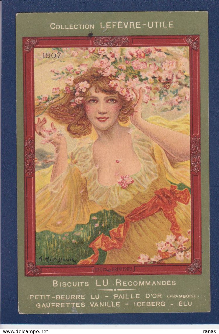 CPA Publicité LU Illustrateur Femme Woman écrite Lefèvre Utile Art Nouveau - Werbepostkarten