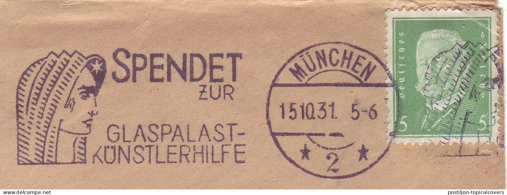 Cover / Postmark Deutsches Reich / Germany 1931 Glaspalast - Glass Palace - Artists Help - Glasses & Stained-Glasses