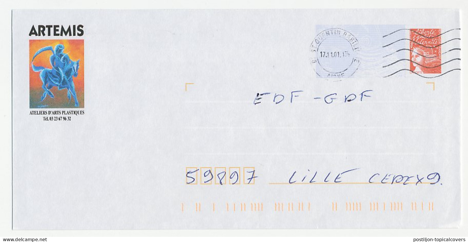 Postal Stationery / PAP France 2001 Artemis - Diana- Hunt - Mythologie