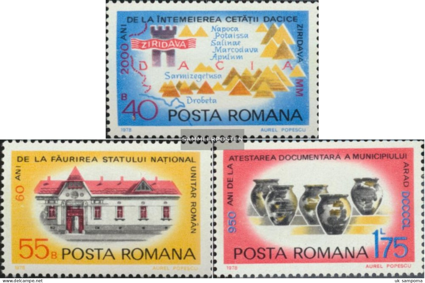 Romania 3557-3559 (complete Issue) Unmounted Mint / Never Hinged 1978 History The City Arad - Ongebruikt