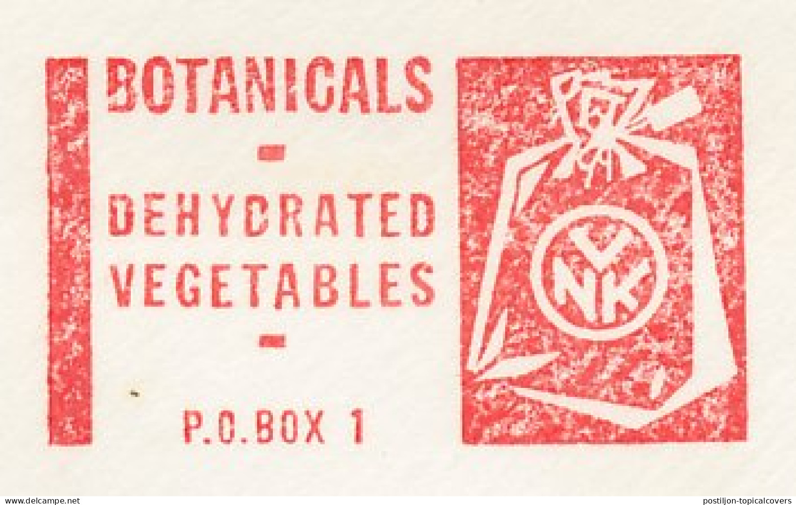 Meter Cover Netherlands 1966 Botanicals - Dehydrated Vegetables - Elburg - Légumes