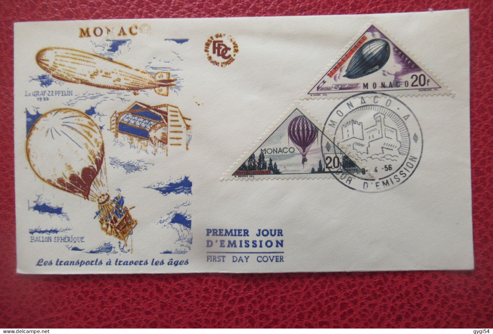 MONACO  FDC 1956  Transports à Travers Les Ages - FDC