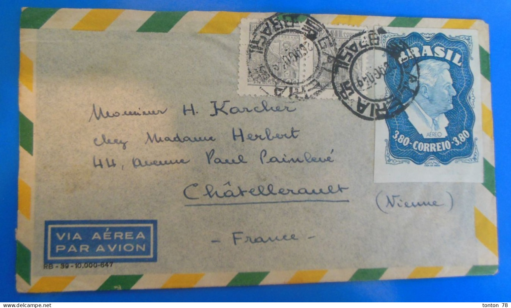 LETTRE   -  TIMBRES + VIGNETTE  -  BRESIL 1949 ??? - Lettres & Documents