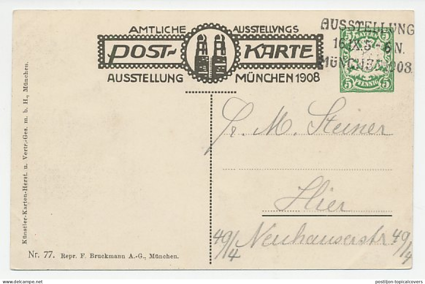 Postal Stationery Bayern 1908 Exhibition Munchen - Electric Light - Non Classés