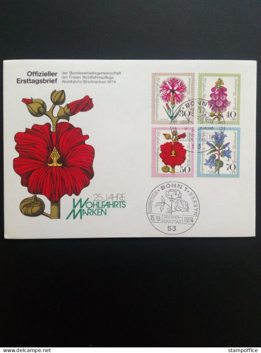 DEUTSCHLAND MI-NR. 818-821 FDC WOHLFAHRT 1974 BLUMEN MALVE NELKE - Sonstige & Ohne Zuordnung