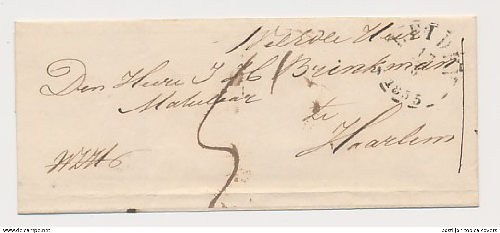 Noordwijk - Leiden - Haarlem 1855 - Gebroken Ringstempel - Briefe U. Dokumente