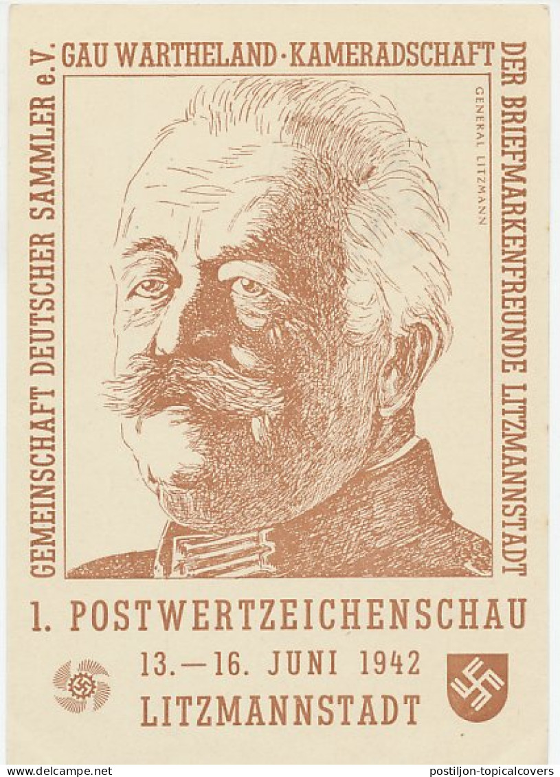 Postal Stationery Germany 1942 Karl Litzmann - WWI - Litzmannstadt - Stamp Exhibition - 1. Weltkrieg