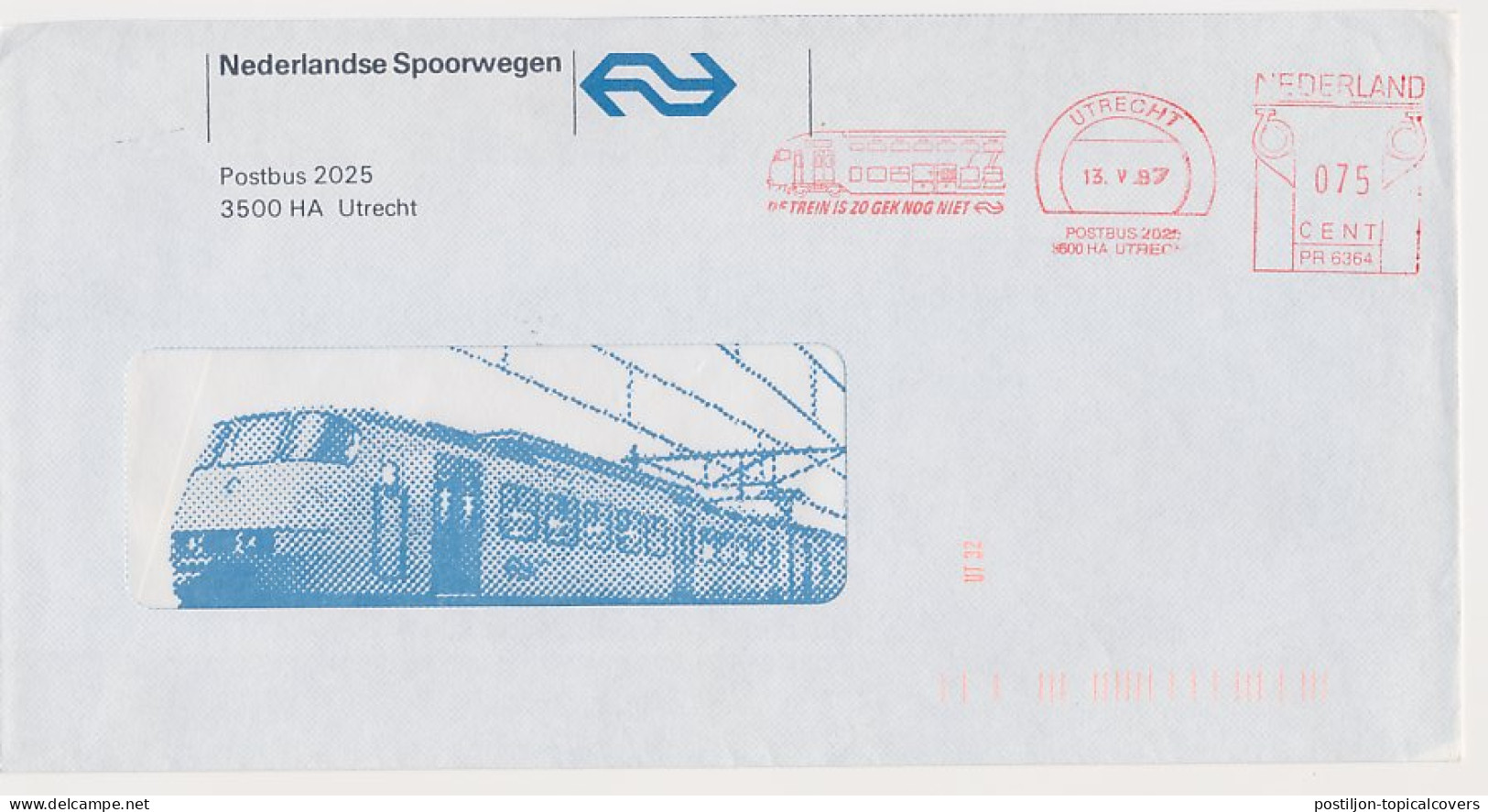 Illustrated Meter Cover Netherlands 1987 - Postalia 6364 NS - Dutch Railways - The Train Is Not So Crazy - Eisenbahnen