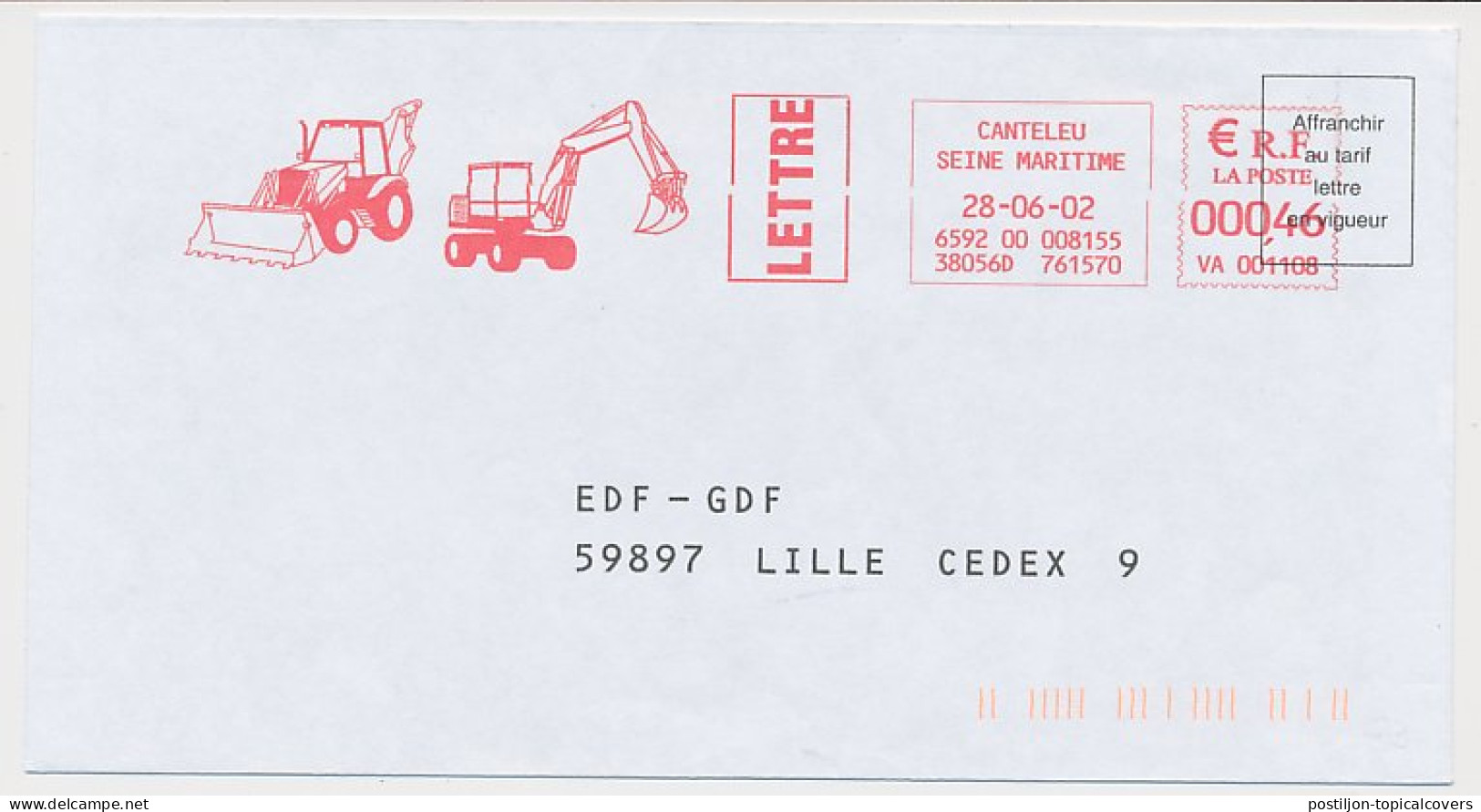 Meter Cover France 2002 Shovel - Excavator - Autres & Non Classés