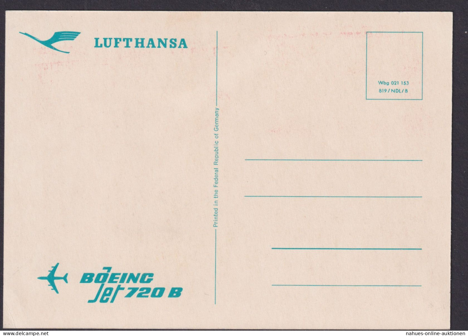 Flugpost Ansichtskarte Lufthansa Boing 720 B - Airships