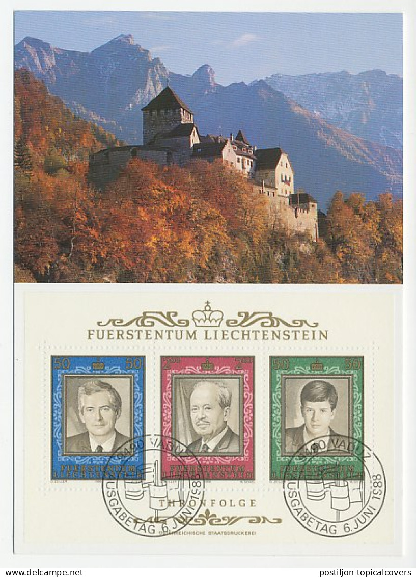 Maximum Card Liechtenstein 1988 Royal House Liechtenstein - Familles Royales