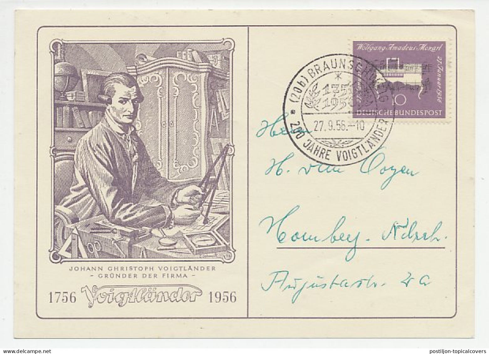 Illustrated Card / Postmark Germany 1956 200 Years Voigtlander Company - Autres & Non Classés