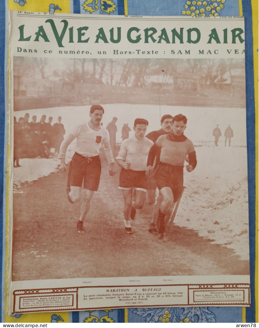 LA VIE AU GRAND AIR N° 546 /1909 MARATHON BUFFALO FOOTBALL RUGBY FRANCE GALLES TIR AUX PIGEONS BOXE SAM MAC VEA .... - 1900 - 1949