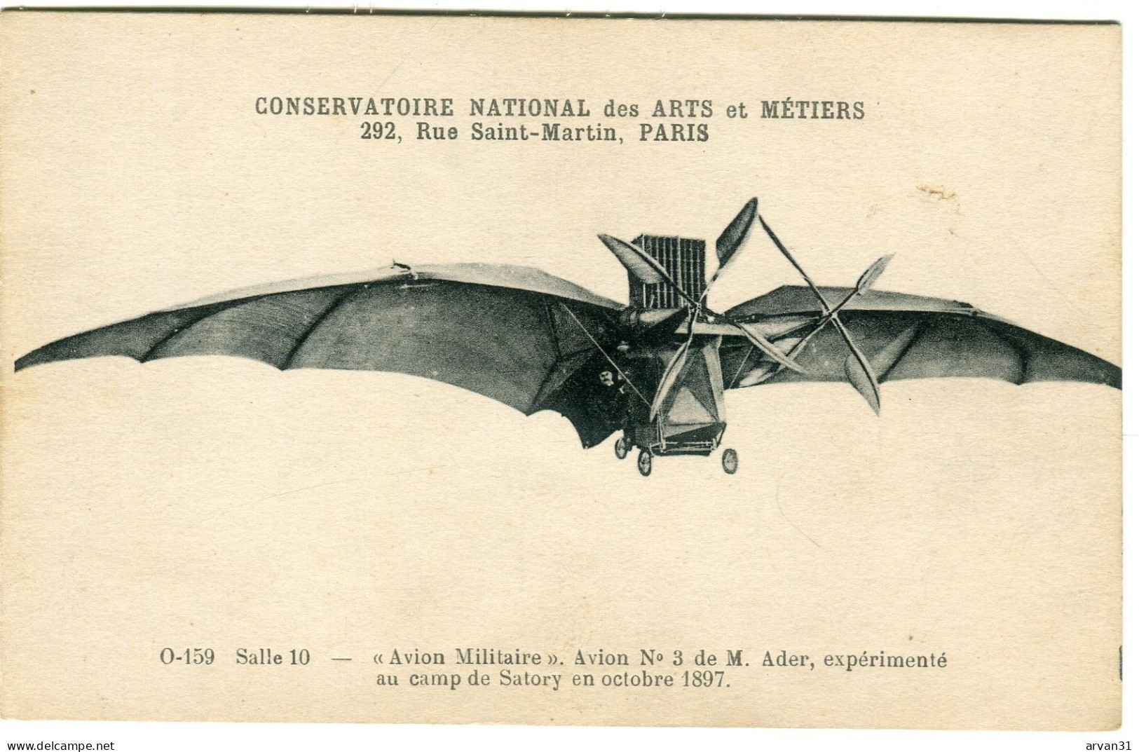 CONSERVATOIRE NATIONAL Des ARTS Et METIERS à PARIS - AVION MILITAIRE N° 3 De M. ADER - - ....-1914: Précurseurs