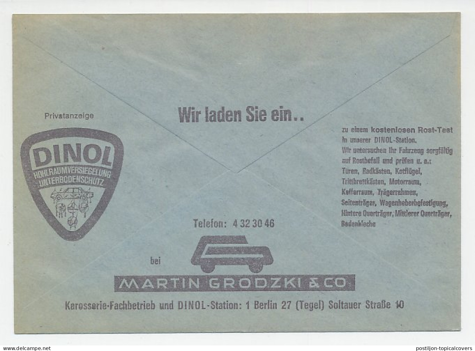 Postal Cheque Cover Germany ( 1974 ) Car - Gararge - Car Inspection - Cars