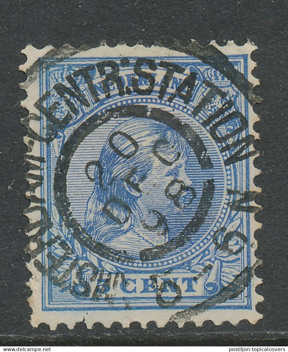 Em. 1891 Grootrondstempel Amsterdam-Centr:Station 1898 - Poststempels/ Marcofilie