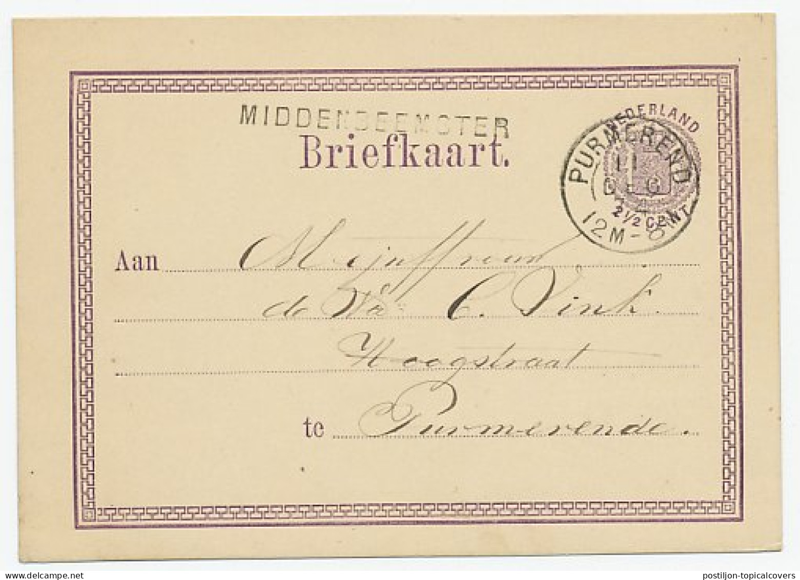 Naamstempel Middenbeemster 1874 - Briefe U. Dokumente