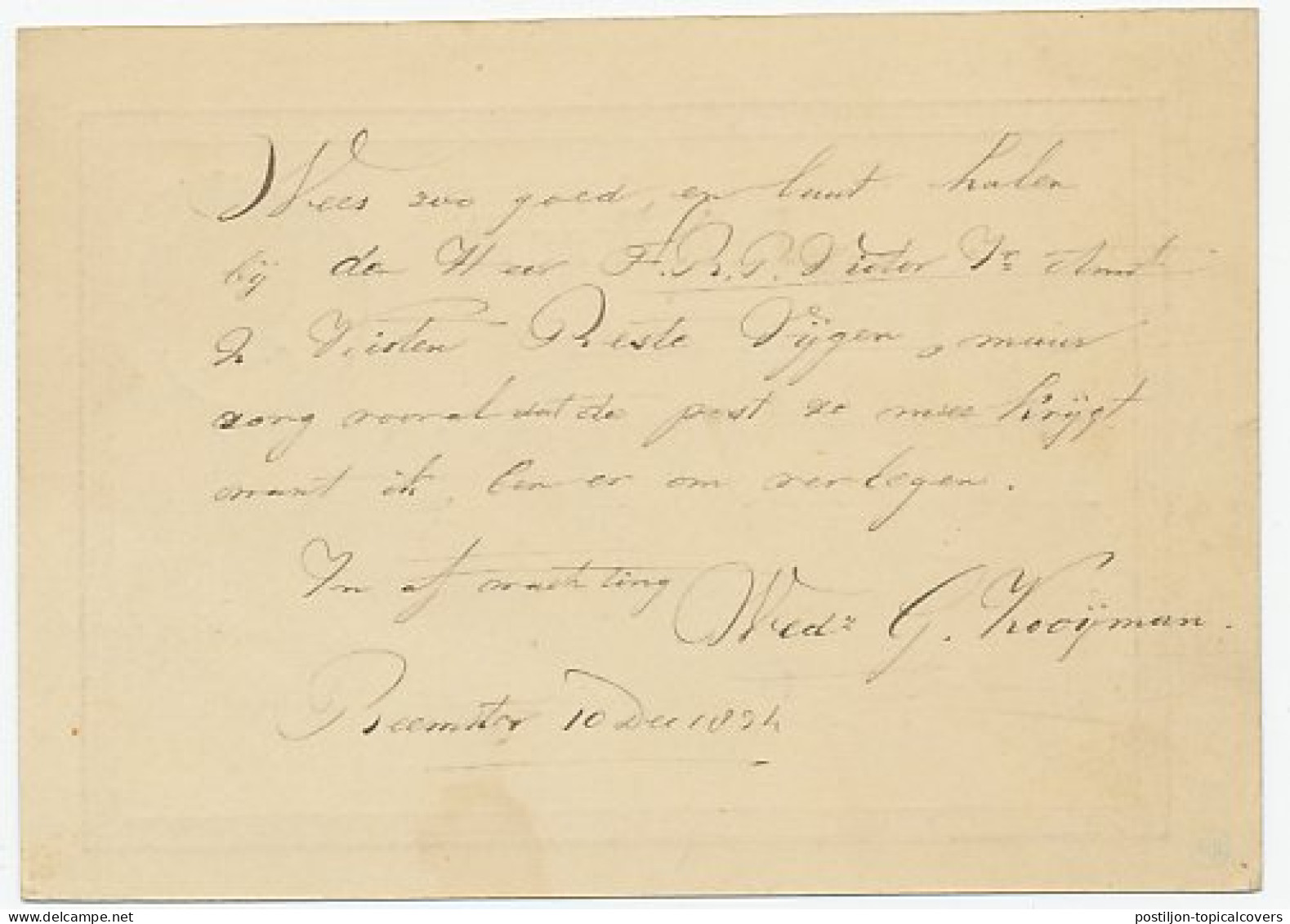 Naamstempel Middenbeemster 1874 - Briefe U. Dokumente