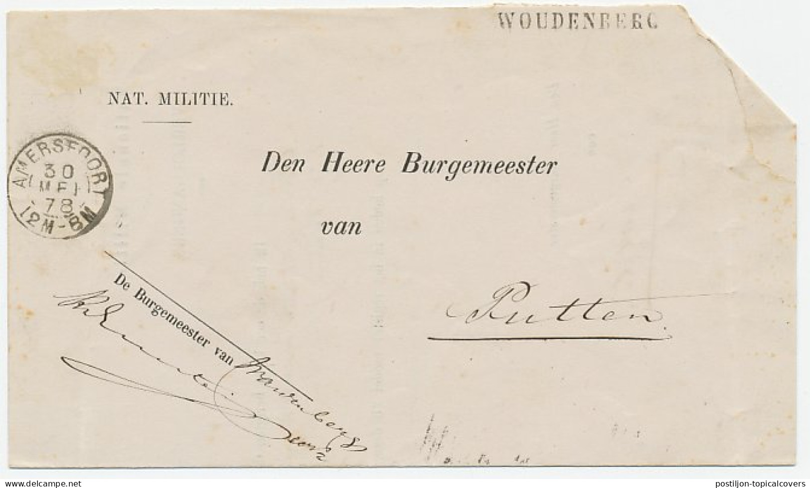 Naamstempel Woudenberg 1878 - Lettres & Documents