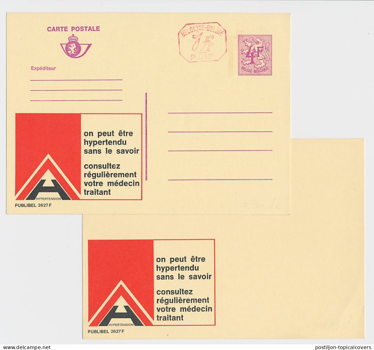 Essay / Proof Publibel Card Belgium 1974 Hypertensive - High Bloodpressure - Check With Your Doctor - Other & Unclassified