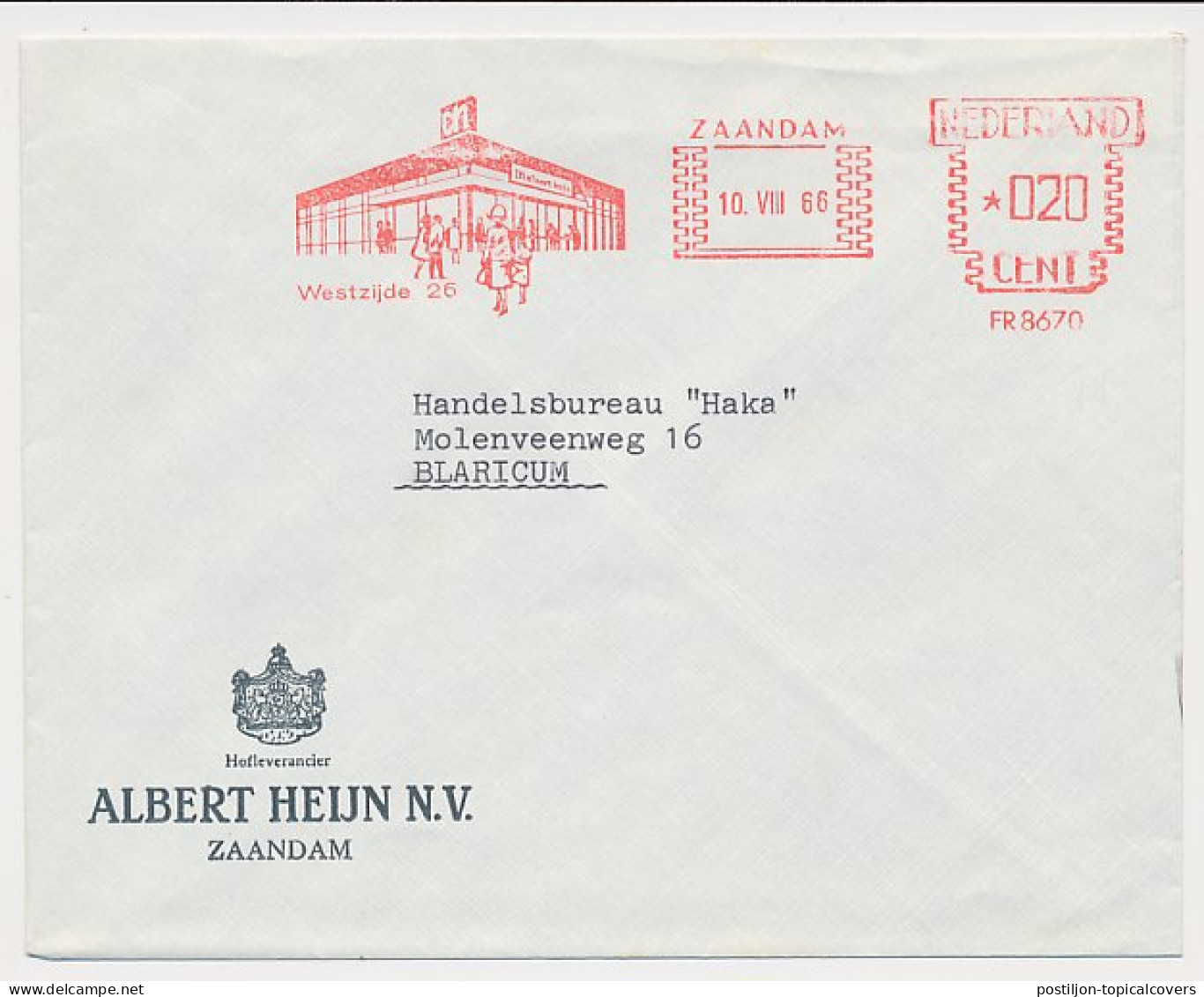 Meter Cover Netherlands 1966 Albert Heijn - Zaandam - Zonder Classificatie