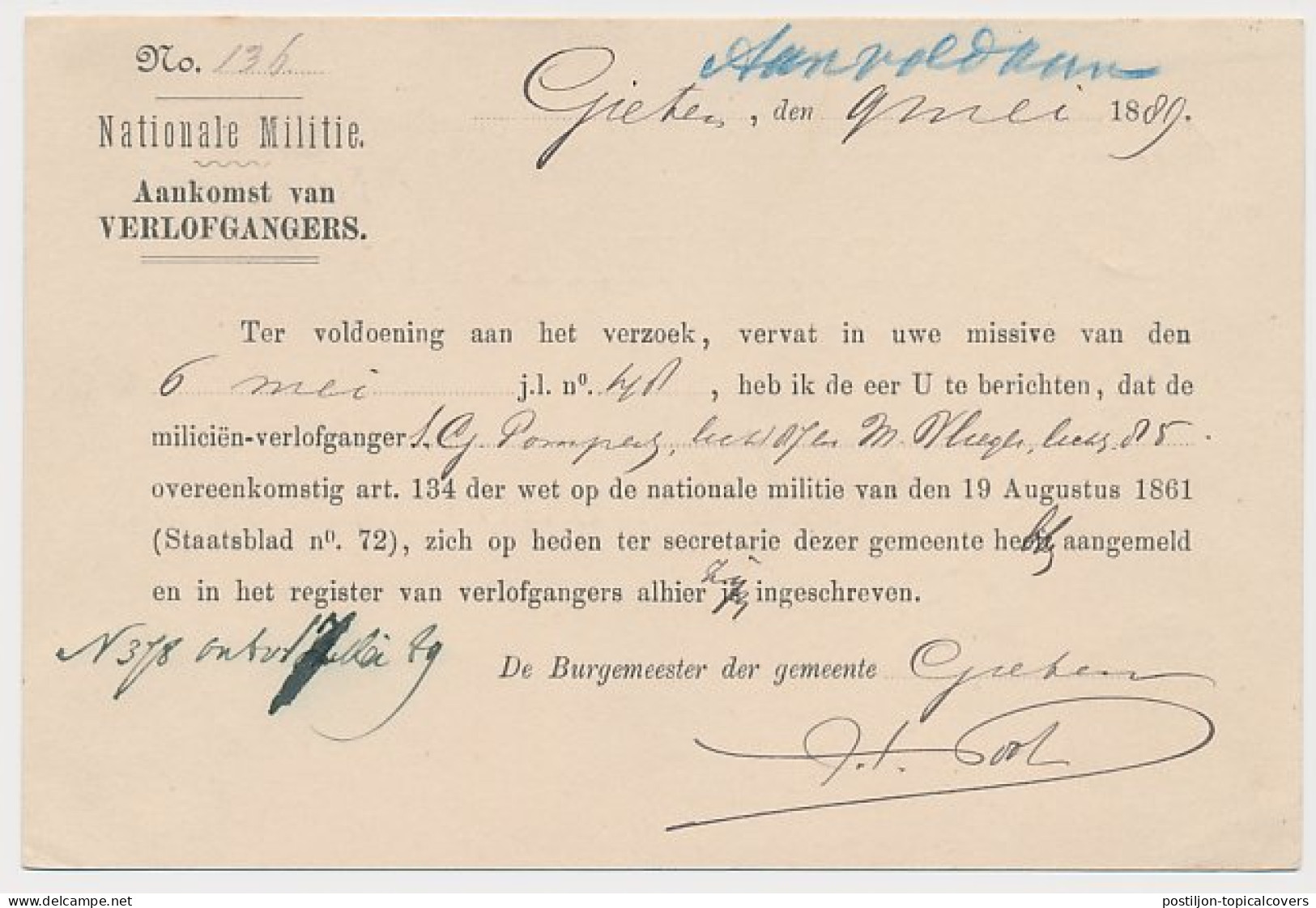 Kleinrondstempel Gieten 1889 - Non Classés