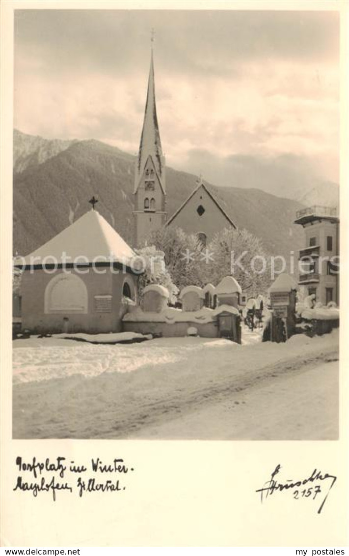 73797333 Mayrhofen Zillertal AT Dorfplatz Mit Kirche Im Winter  - Autres & Non Classés