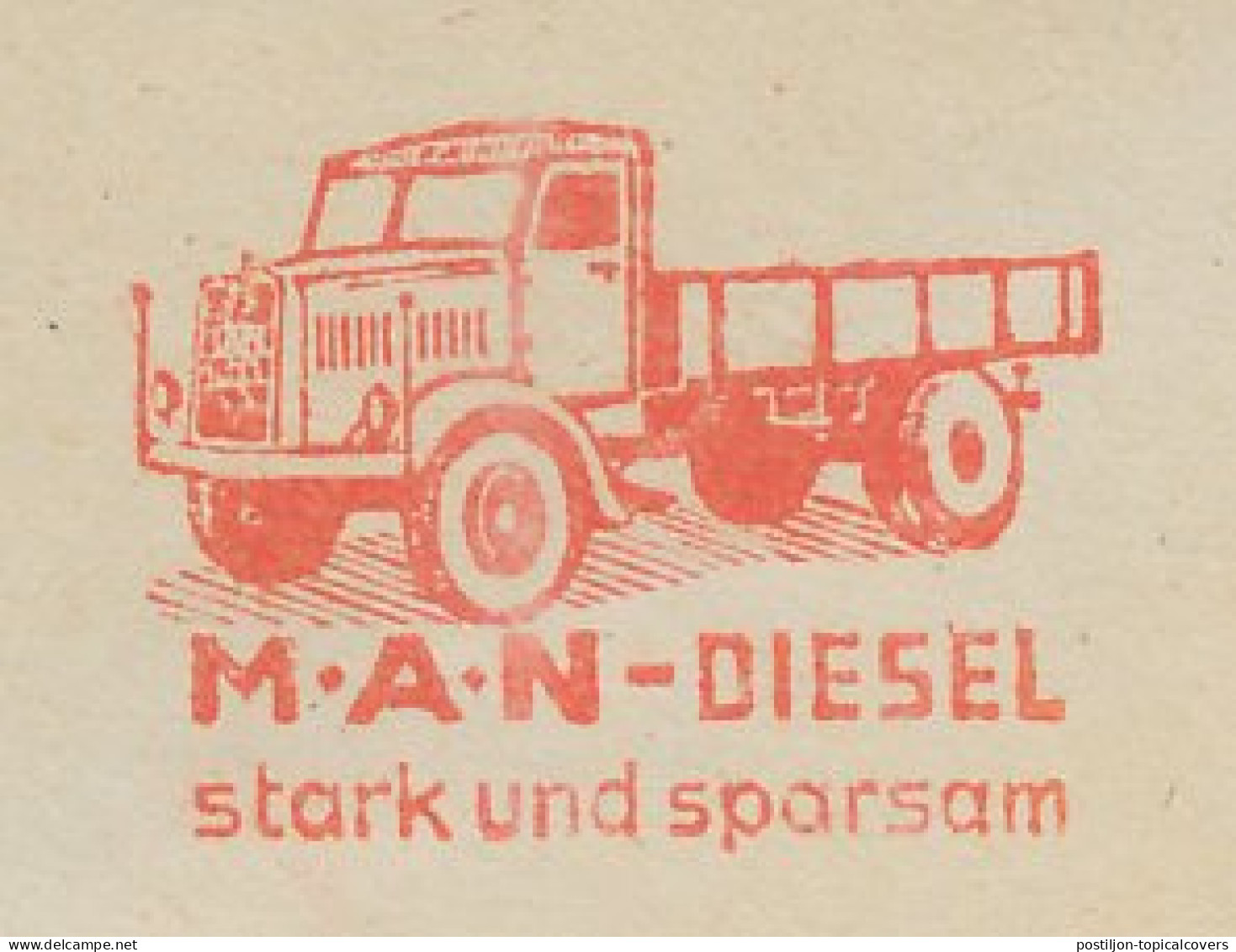 Meter Cover Deutsche Post / Germany 1948 Truck - M.A.N. - Diesel - LKW