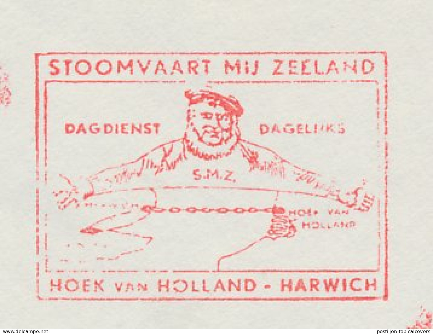 Meter Cover Netherlands 1963 SMZ - Steamship Company Zeeland - Hoek Van Holland - Harwich - Ships