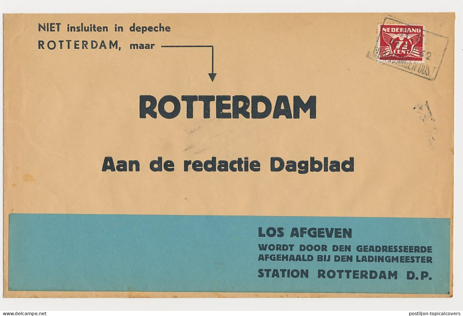 Spoorweg Poststuk Vlaardingen - Rotterdam 1942 - Zonder Classificatie