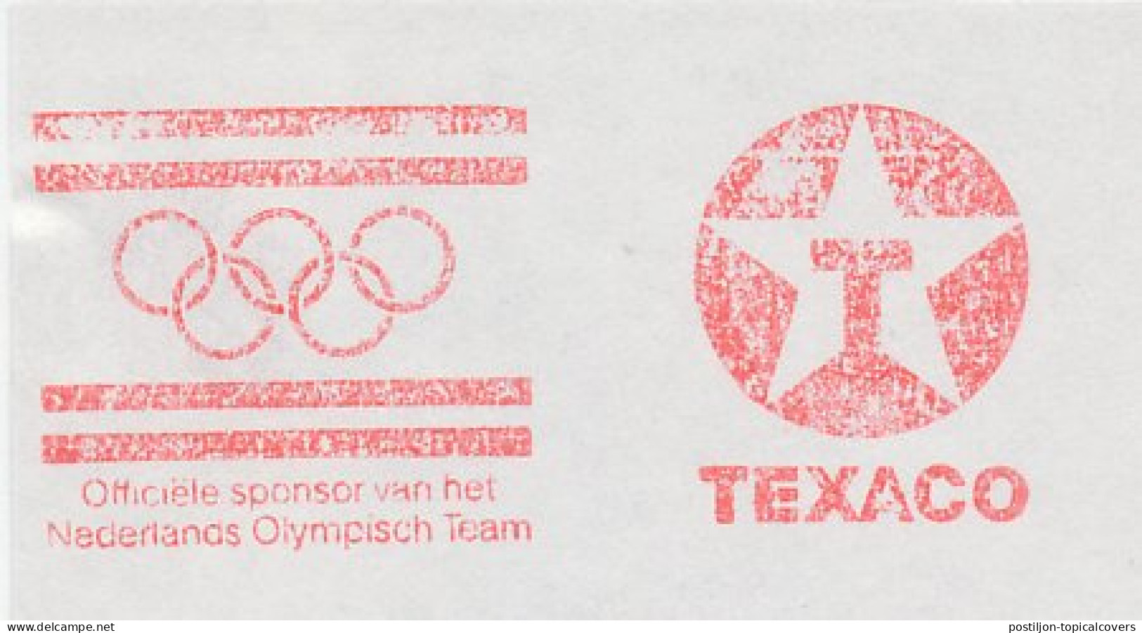 Meter Cut Netherlands 1991 Texaco - Official Sponsor Of The Dutch Olympic Team - Autres & Non Classés