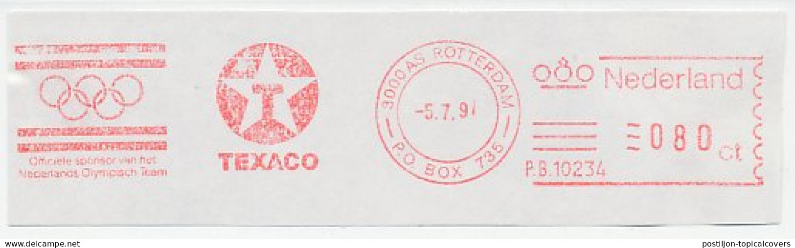 Meter Cut Netherlands 1991 Texaco - Official Sponsor Of The Dutch Olympic Team - Andere & Zonder Classificatie