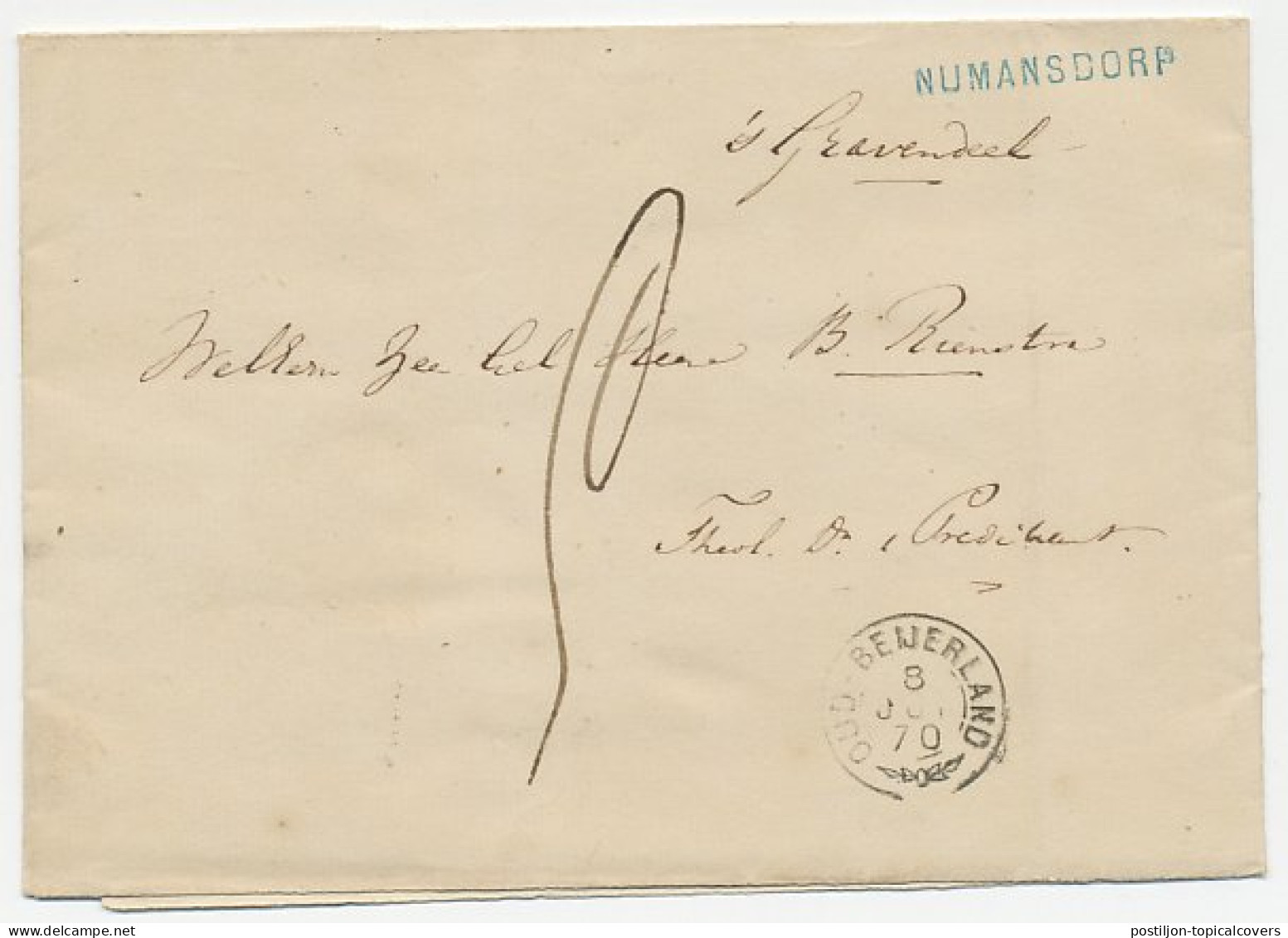 Naamstempel Numansdorp 1870 - Briefe U. Dokumente