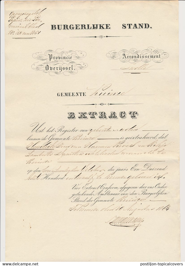 Extract Burgerlijke Stand - Kuinre 1868 - Revenue Stamps