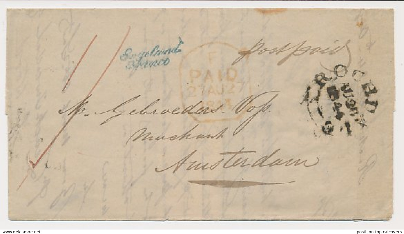 Rochdale GB / UK - Amsterdam 1844 - Engeland Franco - ...-1852 Voorlopers