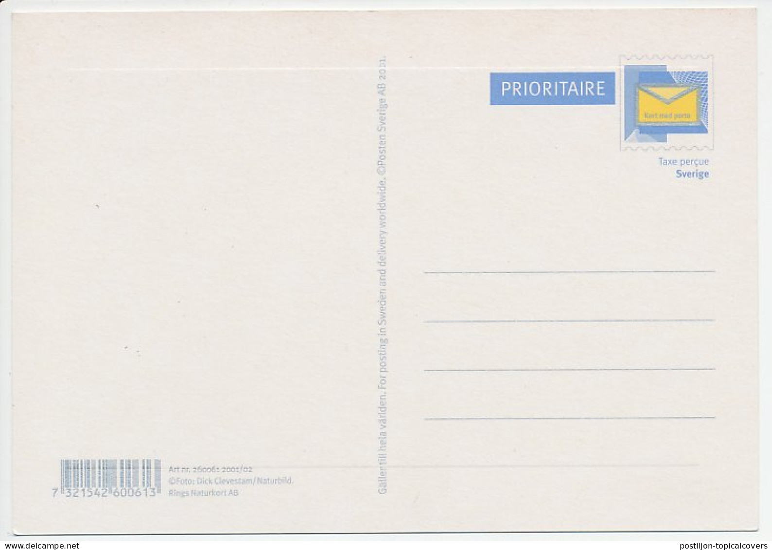 Postal Stationery Sweden 2001 Dog - Autres & Non Classés